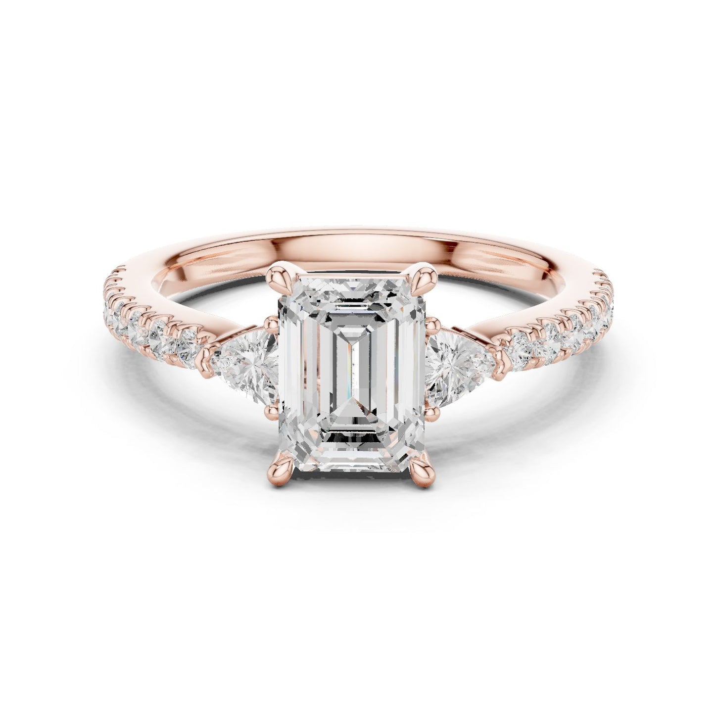 Emerald Lab Grown Diamond Side-Stone Engagement Ring