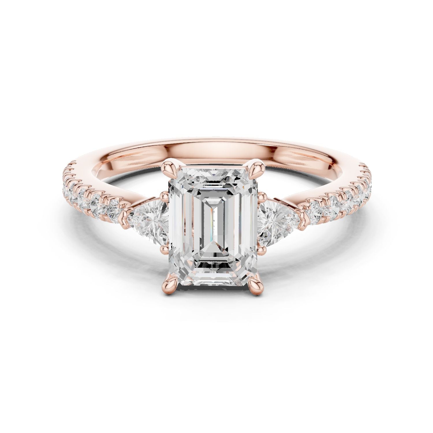 Emerald Lab Grown Diamond Side-Stone Engagement Ring