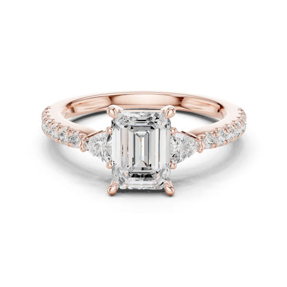 Emerald Lab Grown Diamond Side-Stone Engagement Ring