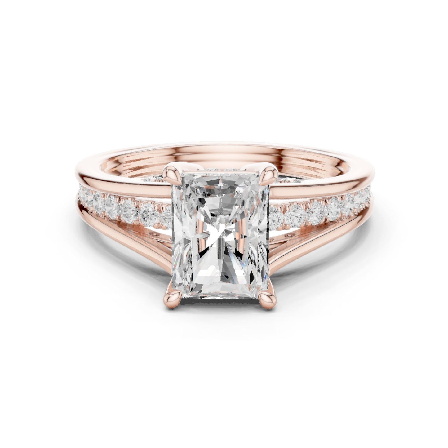Emerald Lab Grown Diamond Side-Stone Engagement Ring