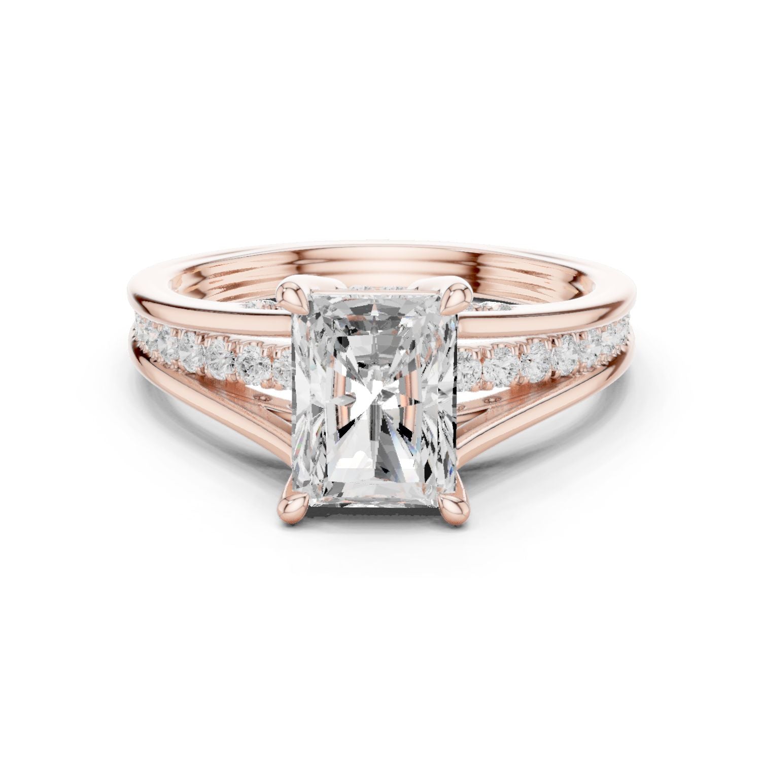 Emerald Lab Grown Diamond Side-Stone Engagement Ring