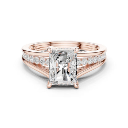Emerald Lab Grown Diamond Side-Stone Engagement Ring