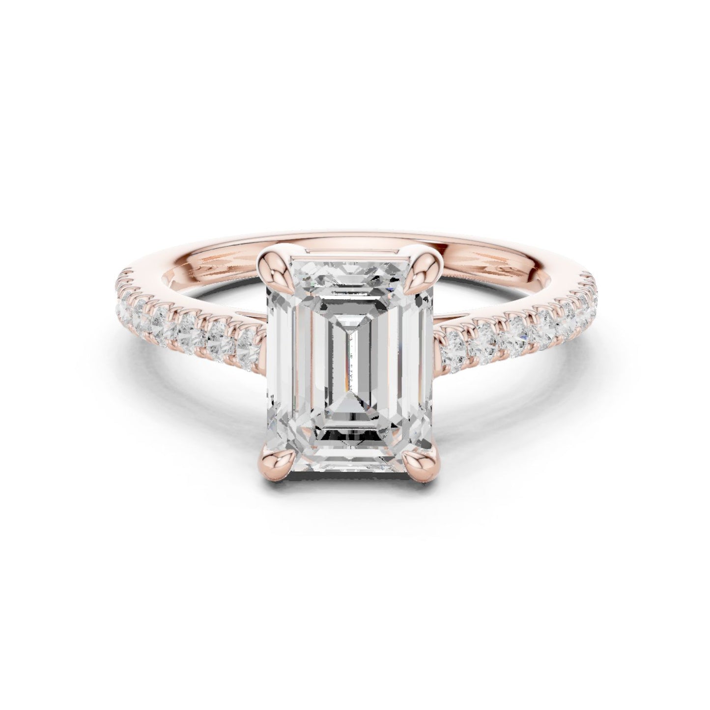 Emerald Lab Grown Diamond Side-Stone Engagement Ring