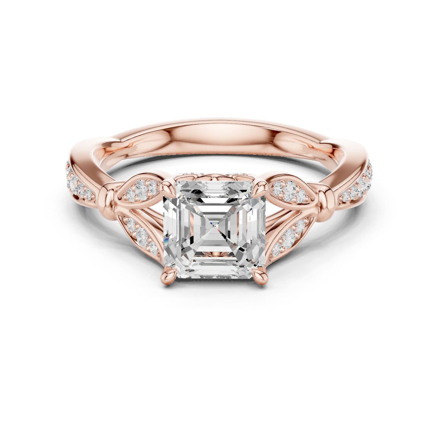 Emerald Lab Grown Diamond Side-Stone Engagement Ring