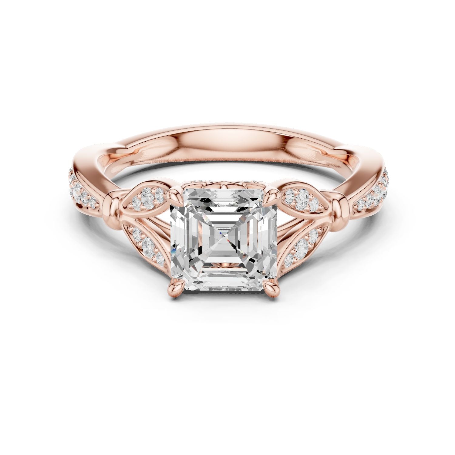 Emerald Lab Grown Diamond Side-Stone Engagement Ring
