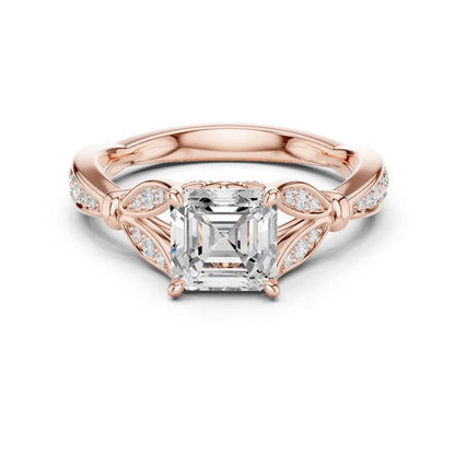 Emerald Lab Grown Diamond Side-Stone Engagement Ring