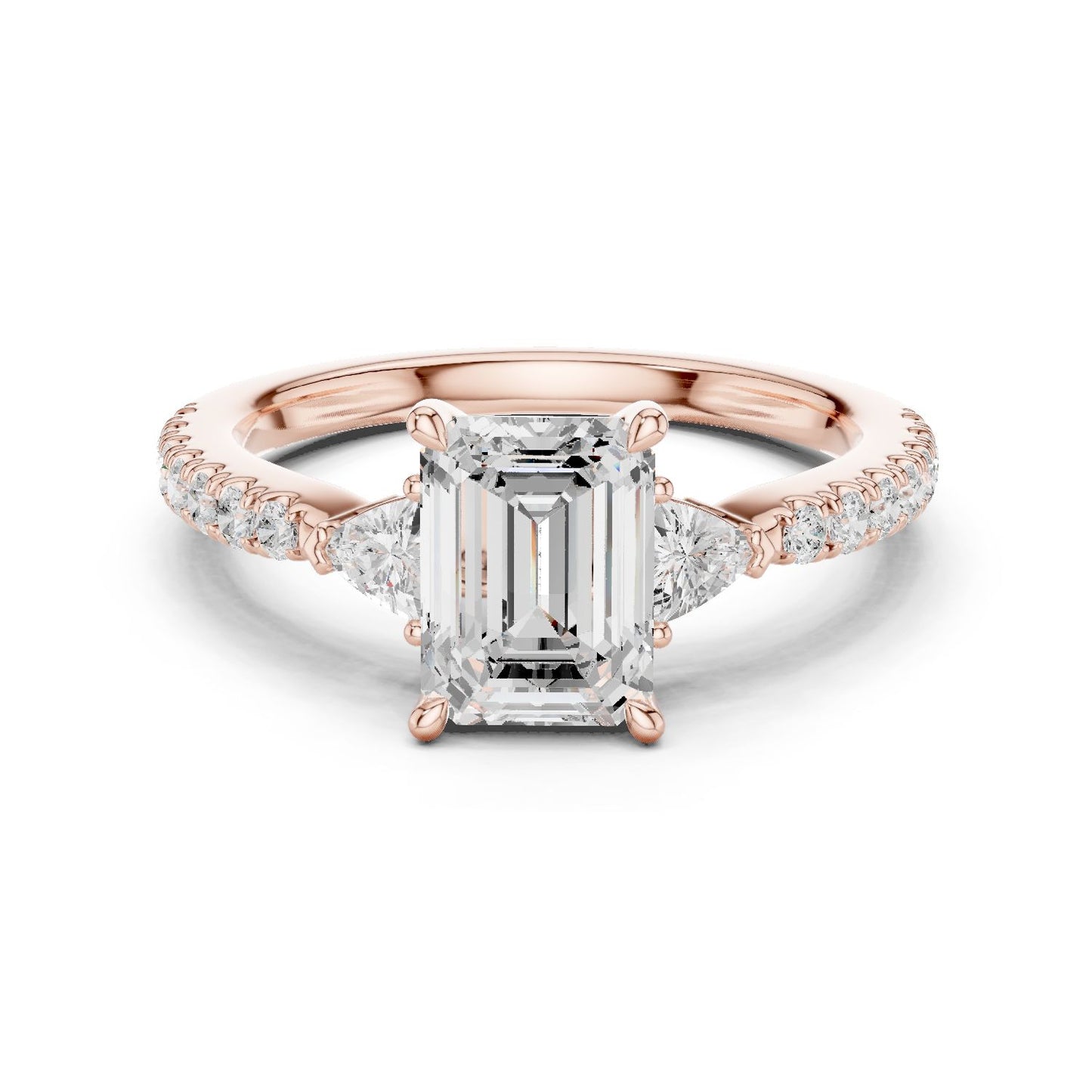Emerald Lab Grown Diamond Side-Stone Engagement Ring