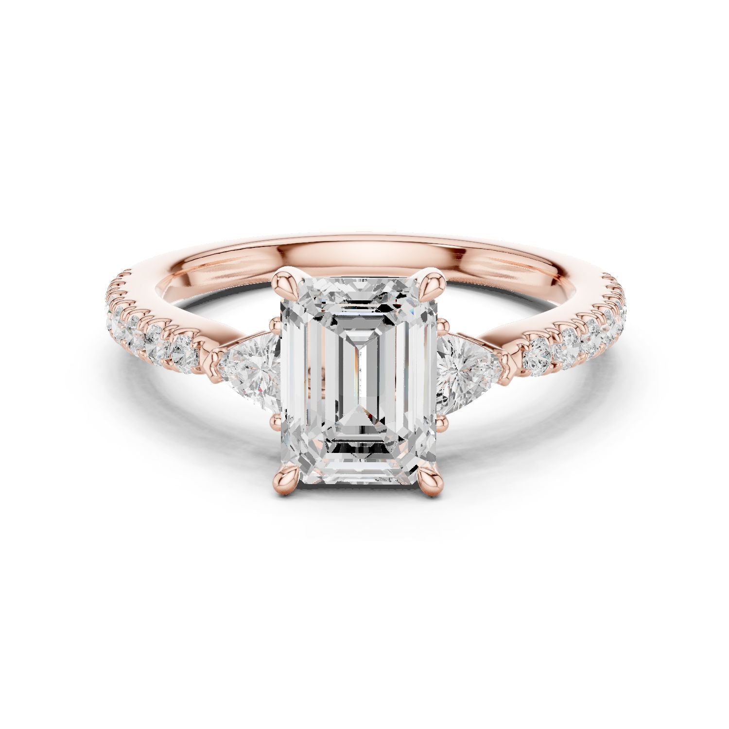 Emerald Lab Grown Diamond Side-Stone Engagement Ring