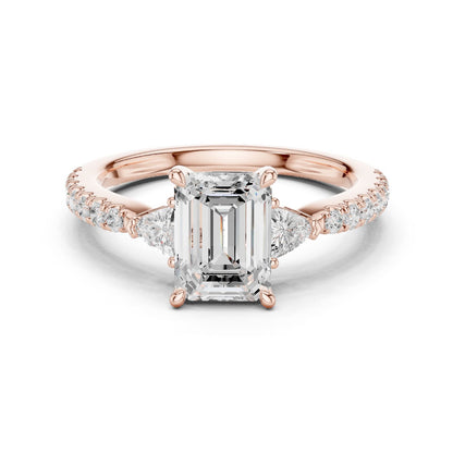Emerald Lab Grown Diamond Side-Stone Engagement Ring
