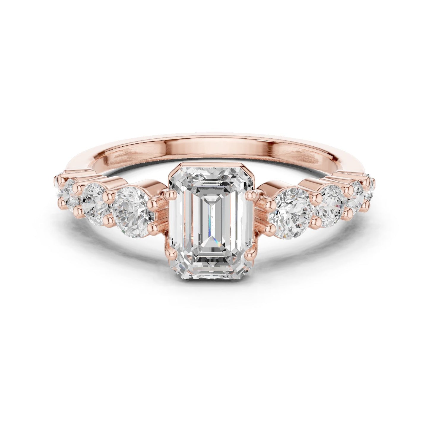 Emerald Lab Grown Diamond Side-Stone Engagement Ring