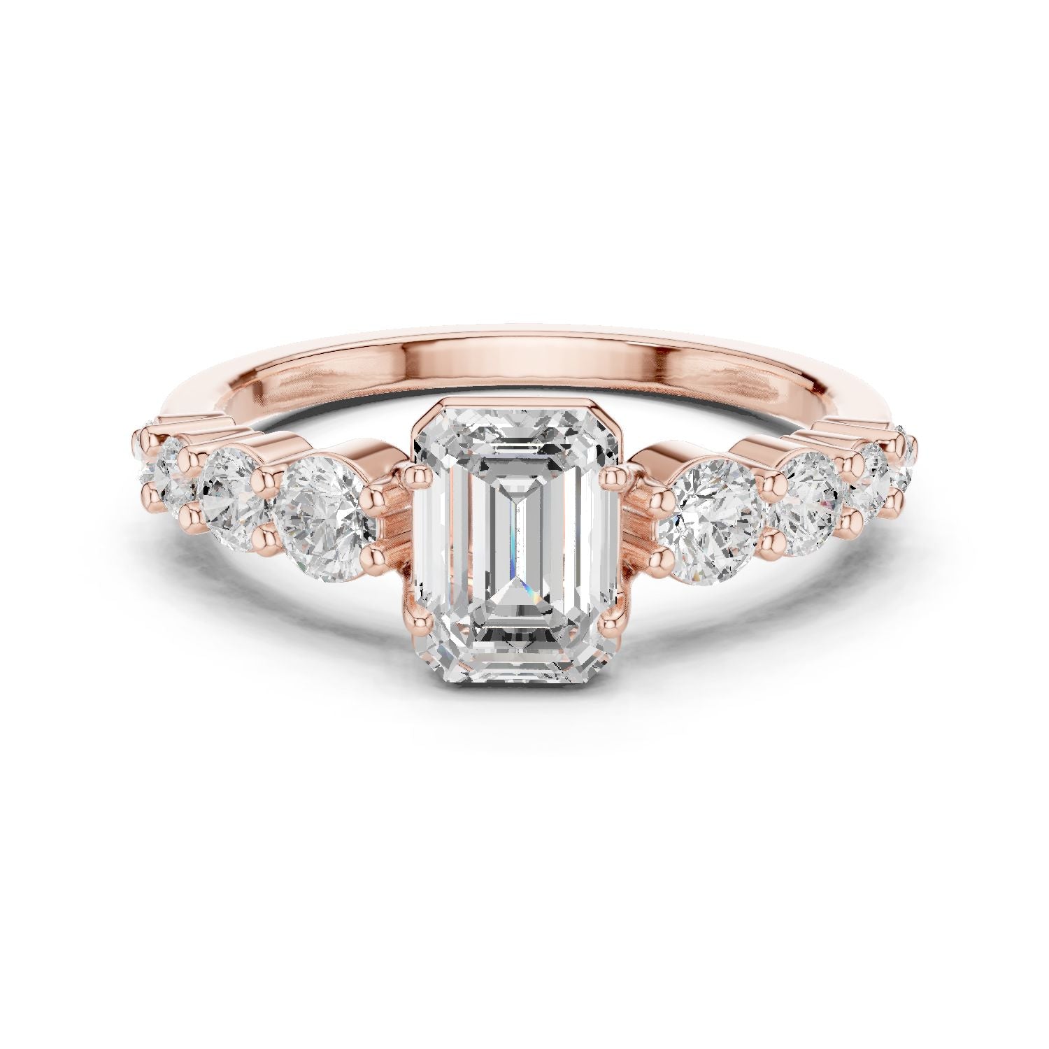Emerald Lab Grown Diamond Side-Stone Engagement Ring