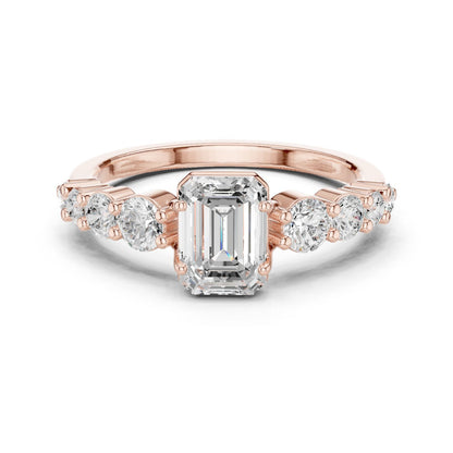 Emerald Lab Grown Diamond Side-Stone Engagement Ring