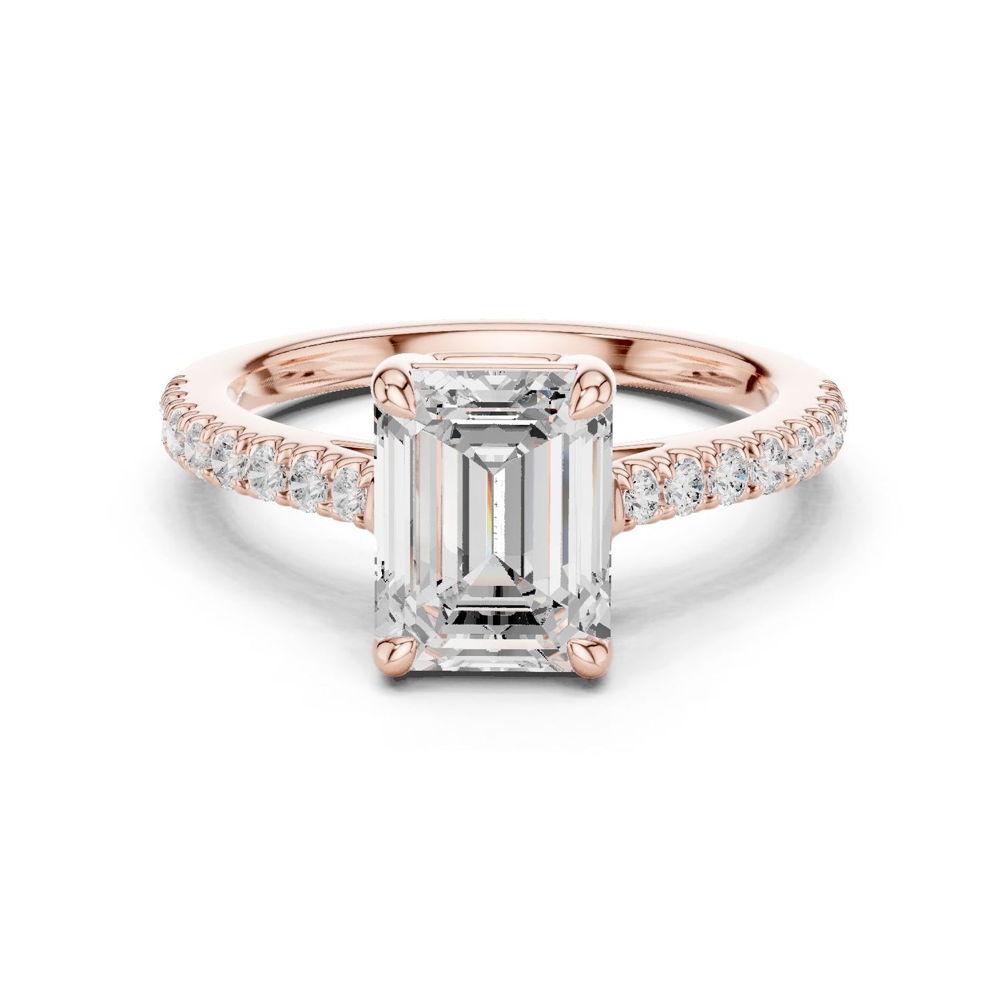 Emerald Lab Grown Diamond Side-Stone Engagement Ring