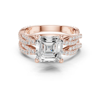 Emerald Lab Grown Diamond Side-Stone Engagement Ring