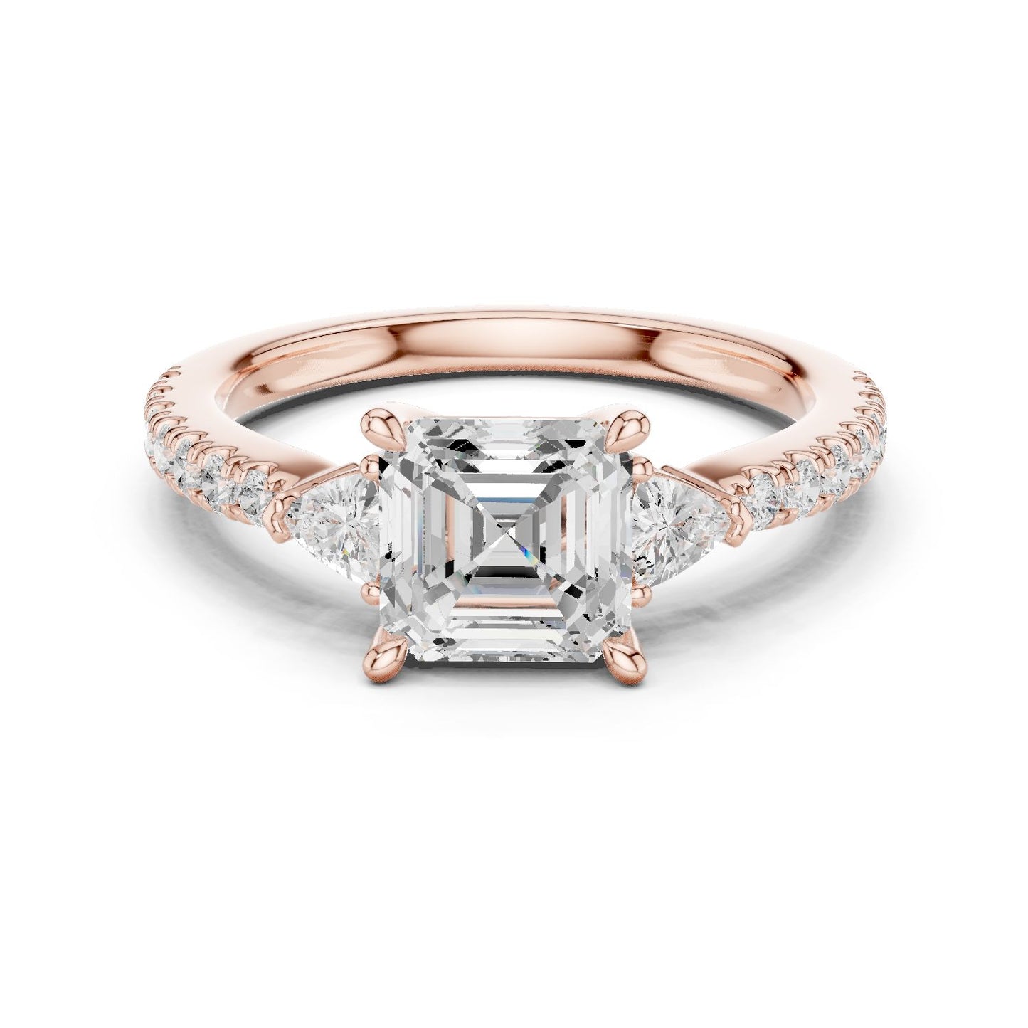 Emerald Lab Grown Diamond Side-Stone Engagement Ring
