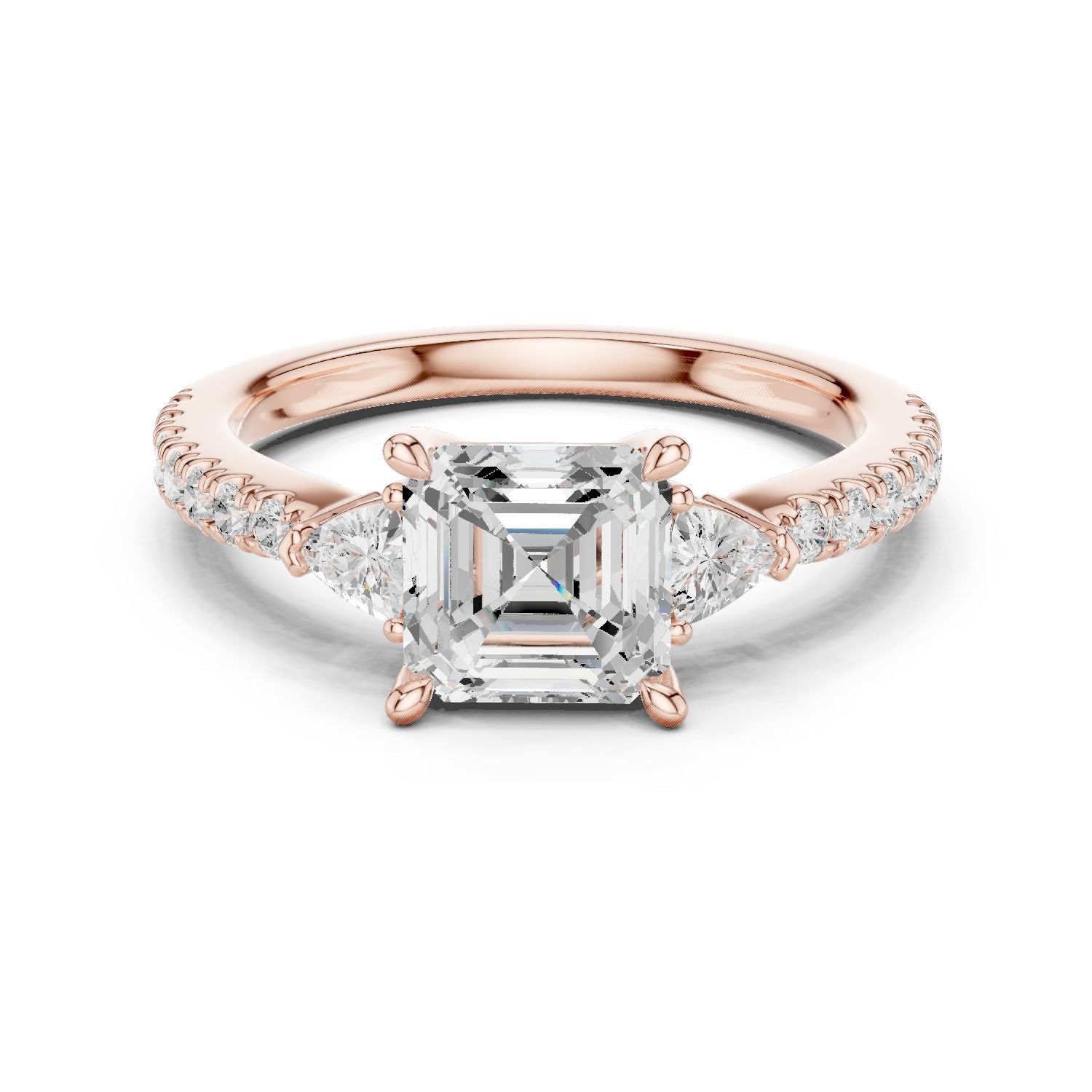 Emerald Lab Grown Diamond Side-Stone Engagement Ring