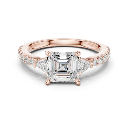 Emerald Lab Grown Diamond Side-Stone Engagement Ring