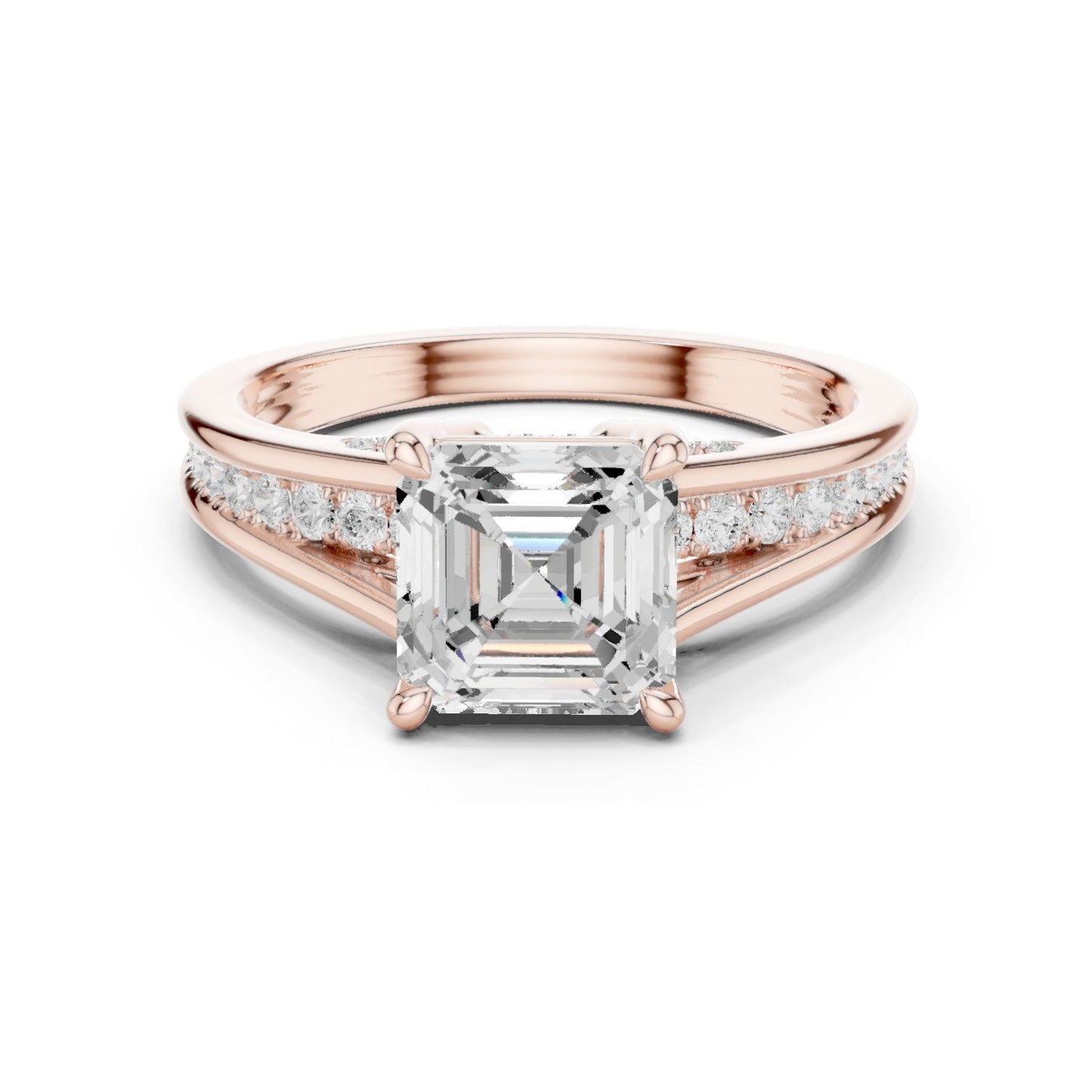 Emerald Lab Grown Diamond Side-Stone Engagement Ring