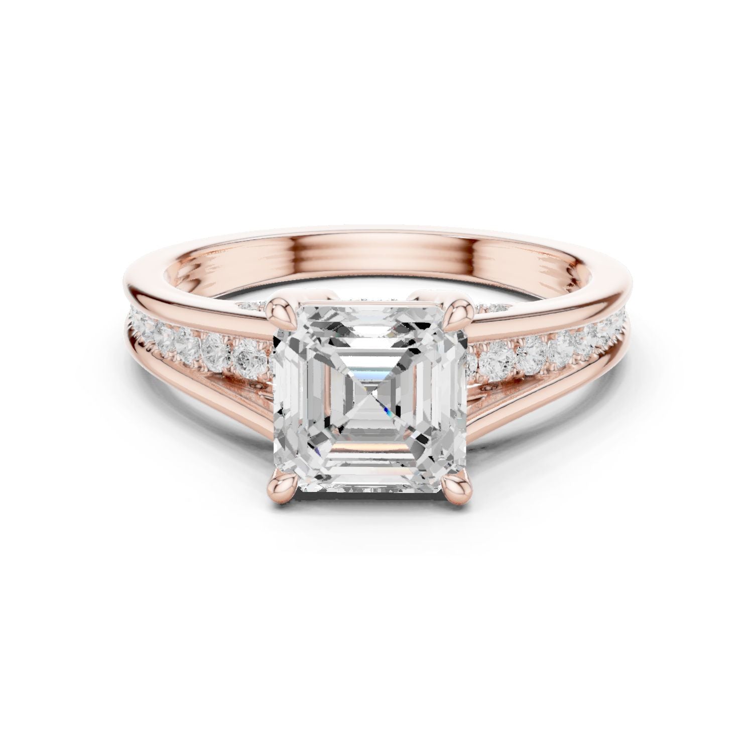 Emerald Lab Grown Diamond Side-Stone Engagement Ring