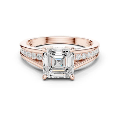 Emerald Lab Grown Diamond Side-Stone Engagement Ring