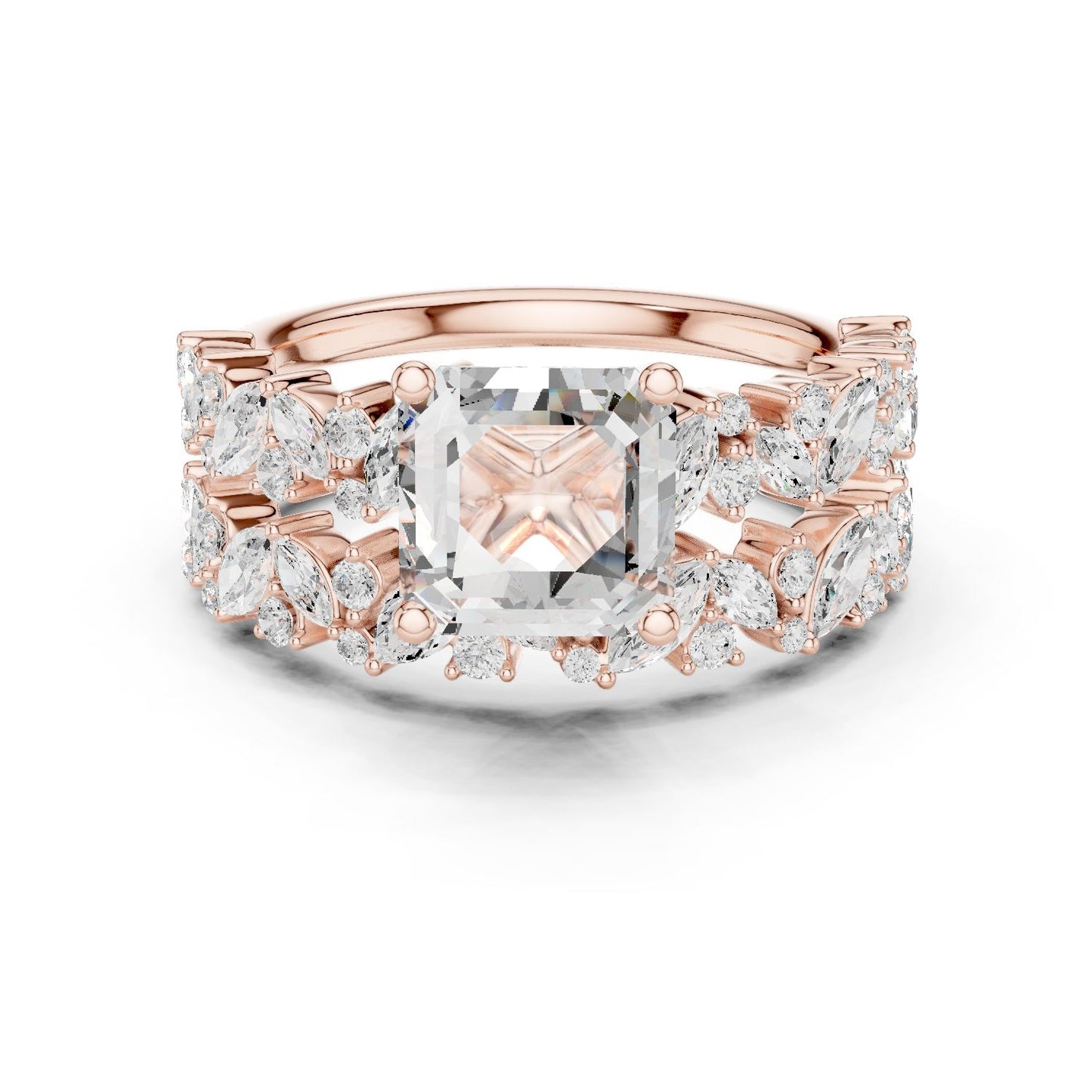 Emerald Lab Grown Diamond Side-Stone Engagement Ring