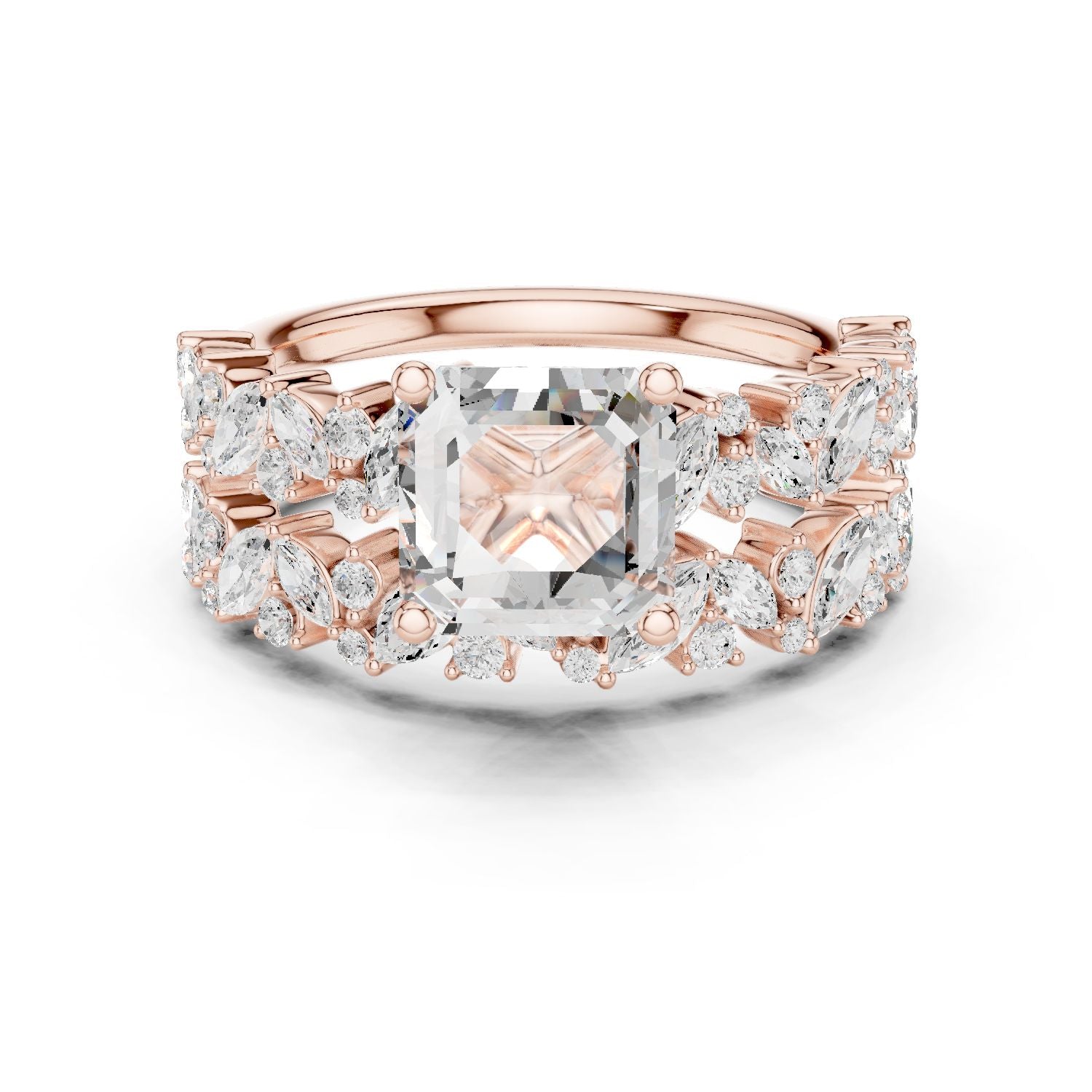 Emerald Lab Grown Diamond Side-Stone Engagement Ring