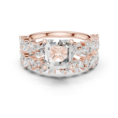 Emerald Lab Grown Diamond Side-Stone Engagement Ring