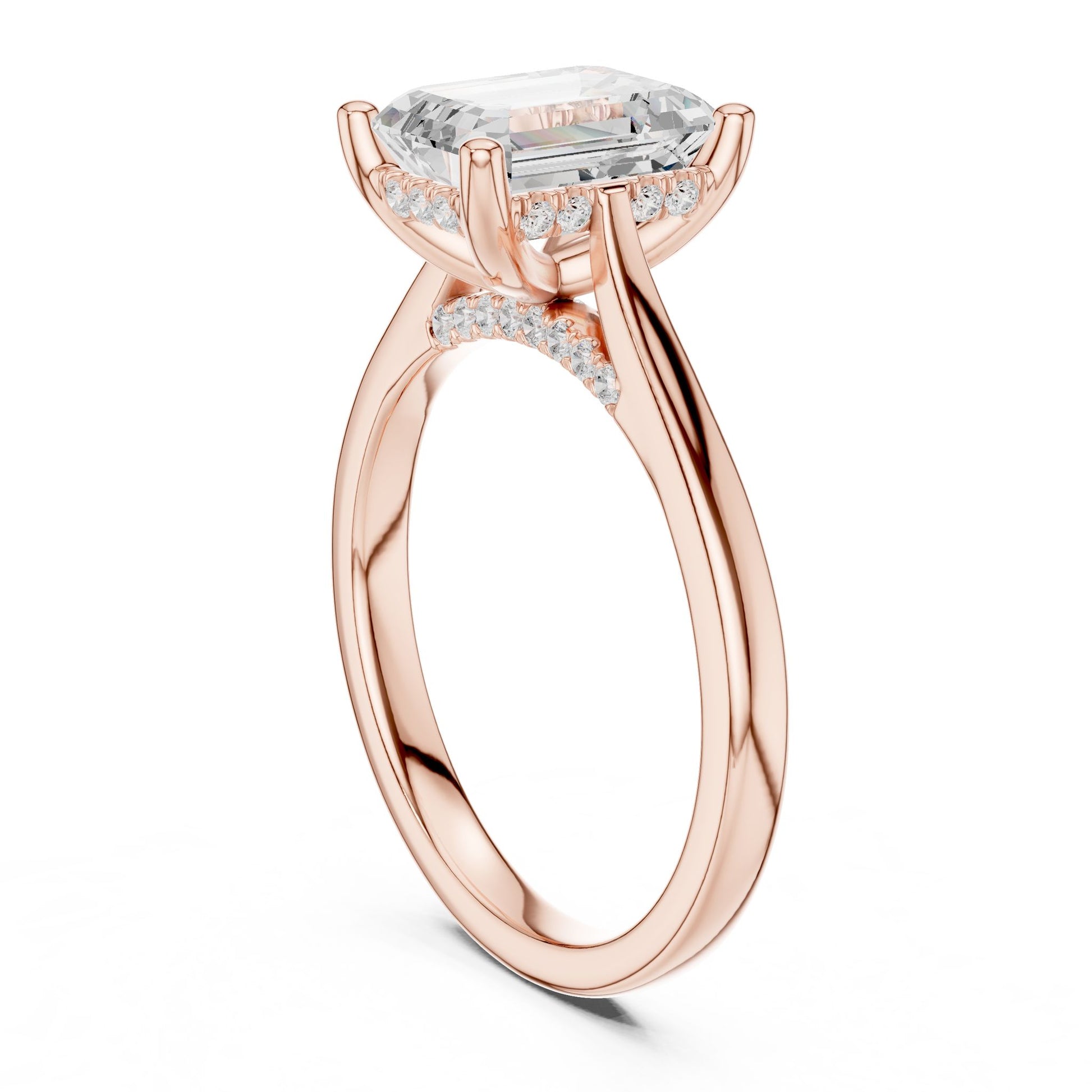 Emerald Lab Grown Diamond Side-Stone Engagement Ring