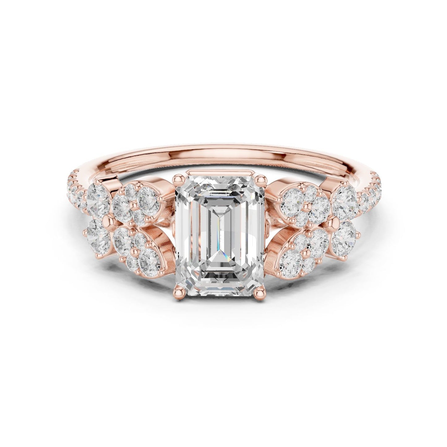 Emerald Lab Grown Diamond Side-Stone Engagement Ring