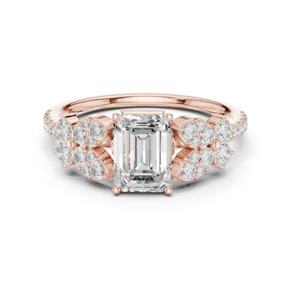 Emerald Lab Grown Diamond Side-Stone Engagement Ring