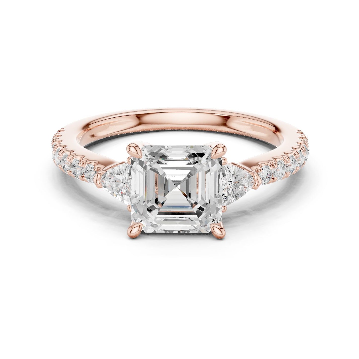 Emerald Lab Grown Diamond Side-Stone Engagement Ring