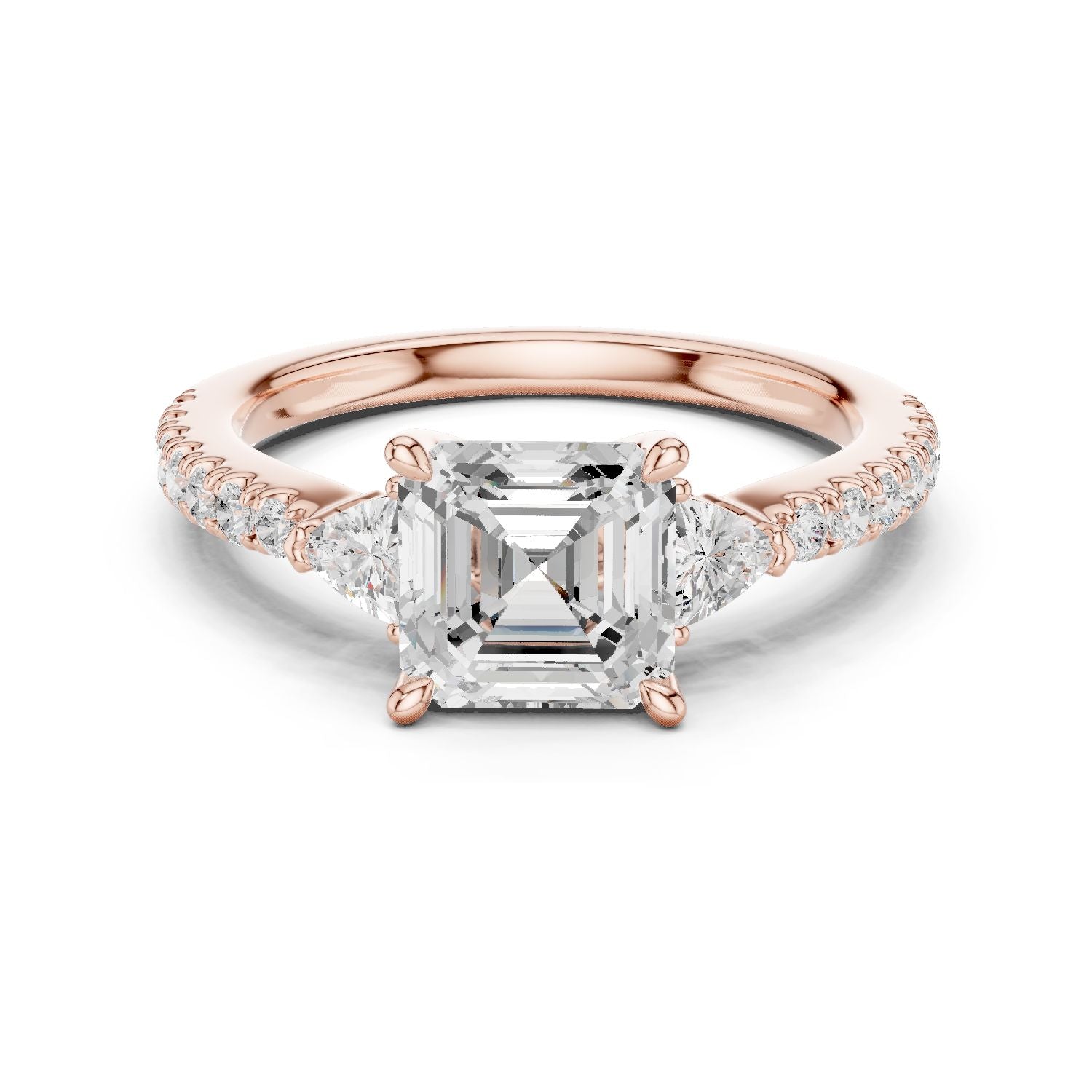 Emerald Lab Grown Diamond Side-Stone Engagement Ring