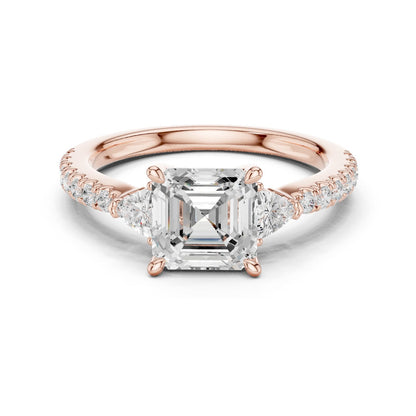 Emerald Lab Grown Diamond Side-Stone Engagement Ring