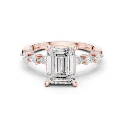 Emerald Lab Grown Diamond Side-Stone Engagement Ring