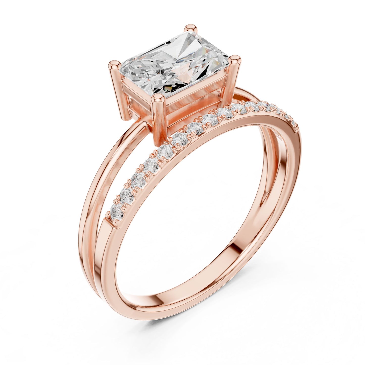 Emerald Lab Grown Diamond Side-Stone Engagement Ring