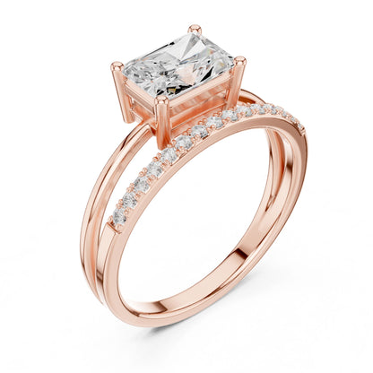Emerald Lab Grown Diamond Side-Stone Engagement Ring