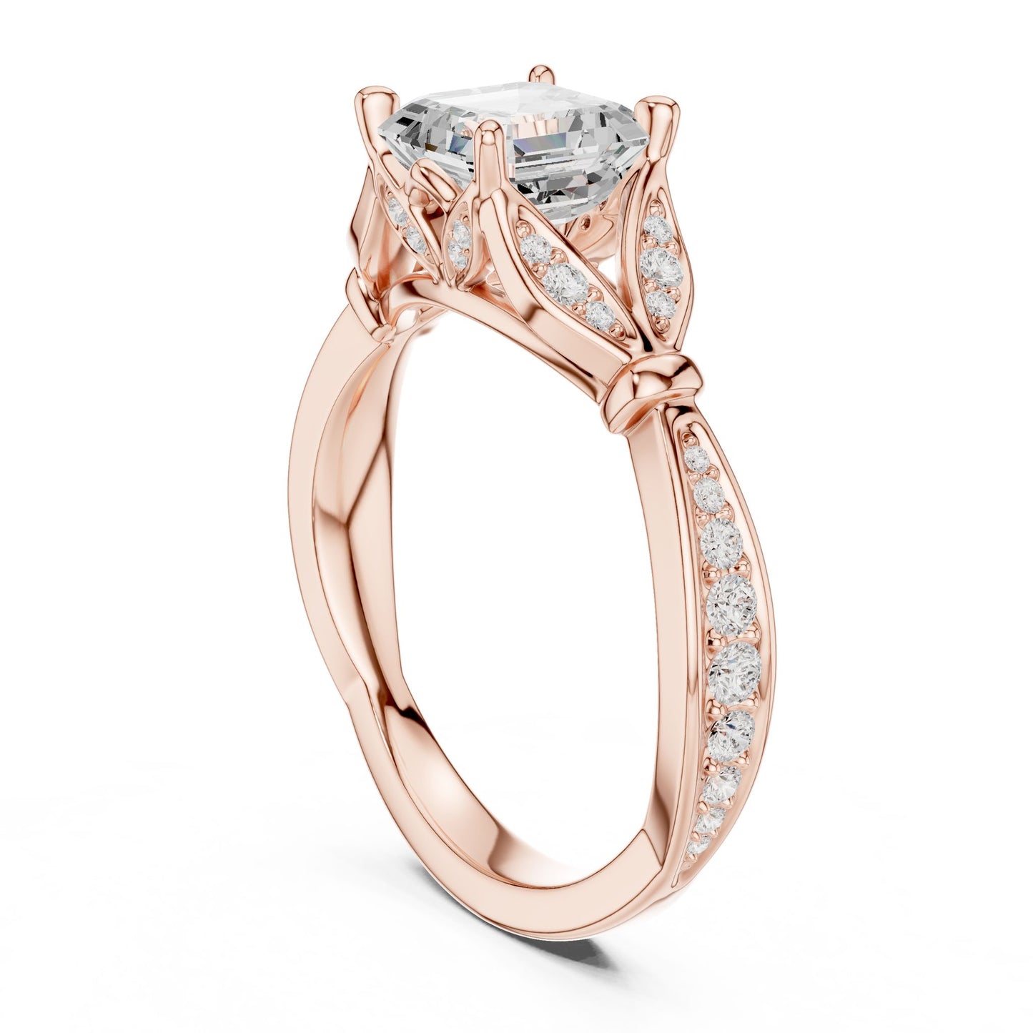Emerald Lab Grown Diamond Side-Stone Engagement Ring