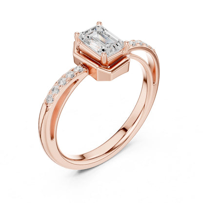 Emerald Lab Grown Diamond Side-Stone Engagement Ring