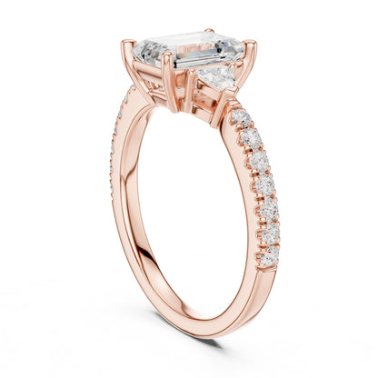 Emerald Lab Grown Diamond Side-Stone Engagement Ring