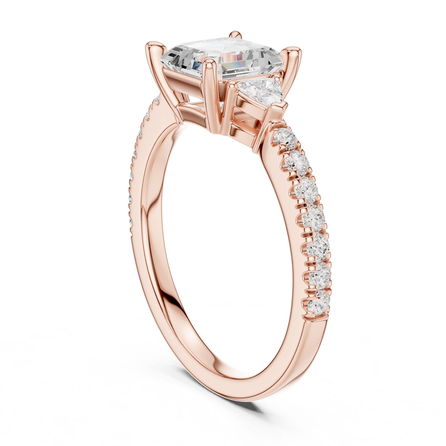Emerald Lab Grown Diamond Side-Stone Engagement Ring