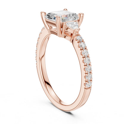 Emerald Lab Grown Diamond Side-Stone Engagement Ring