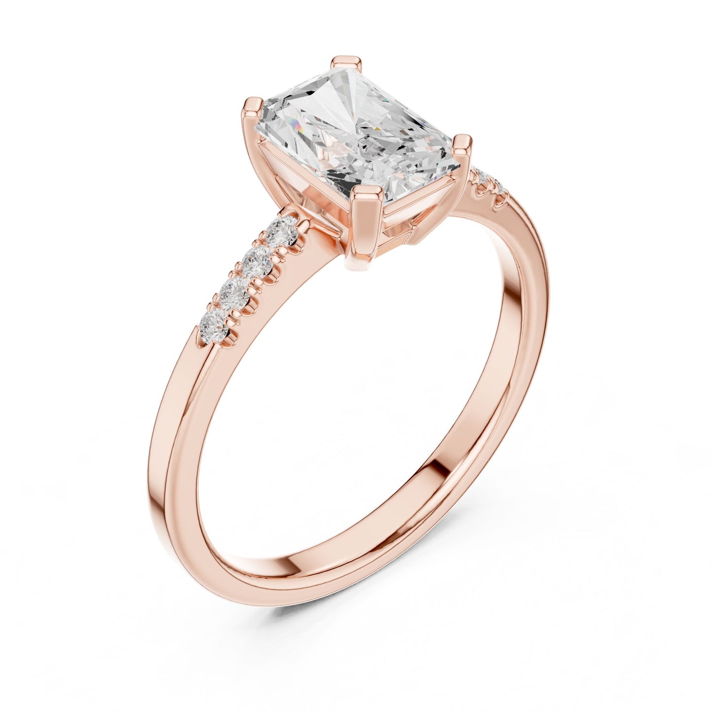 Emerald Lab Grown Diamond Side-Stone Engagement Ring