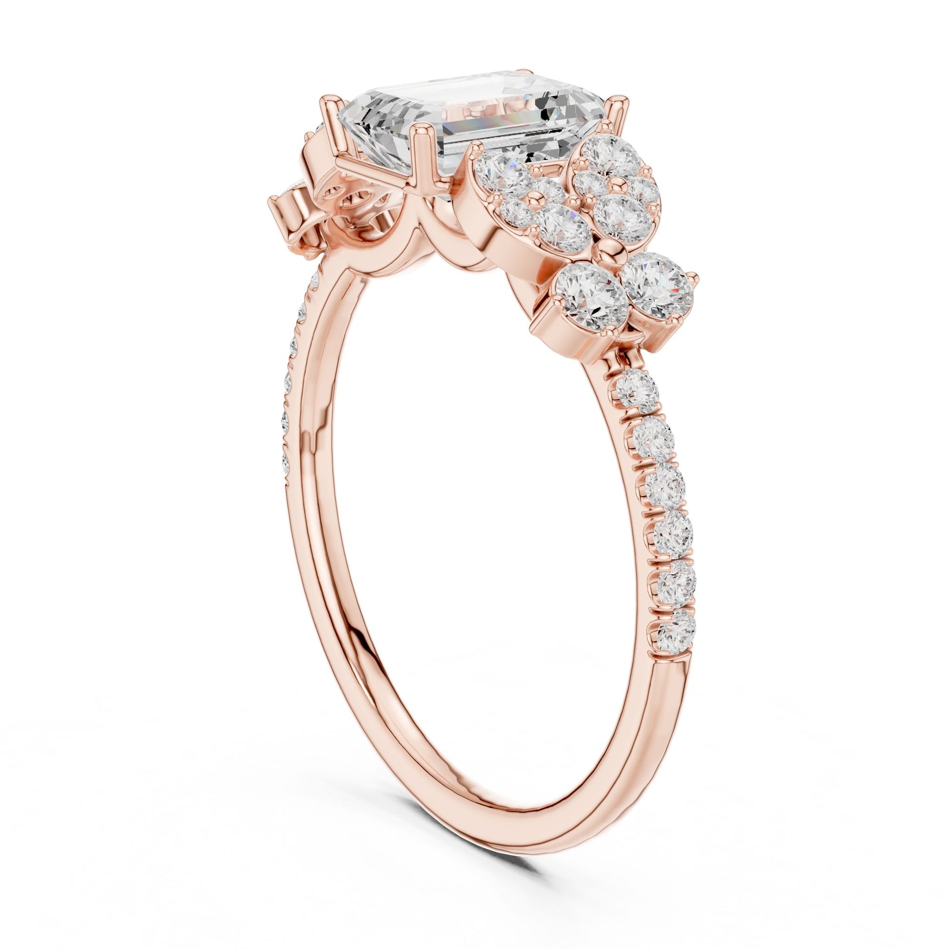 Emerald Lab Grown Diamond Side-Stone Engagement Ring