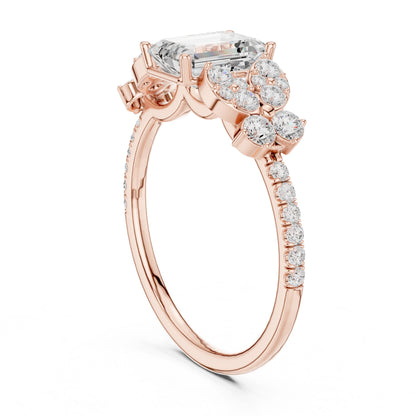 Emerald Lab Grown Diamond Side-Stone Engagement Ring