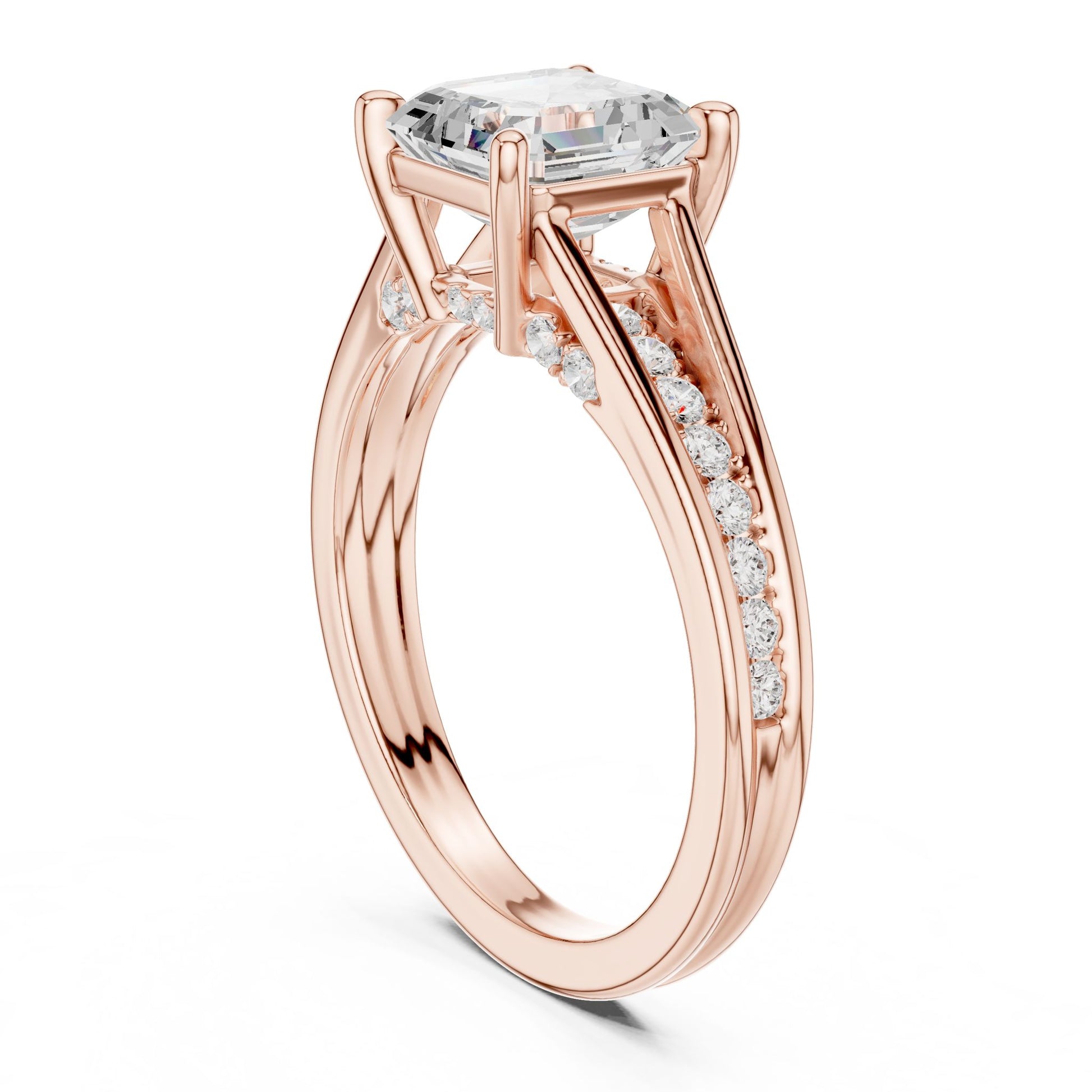 Emerald Lab Grown Diamond Side-Stone Engagement Ring