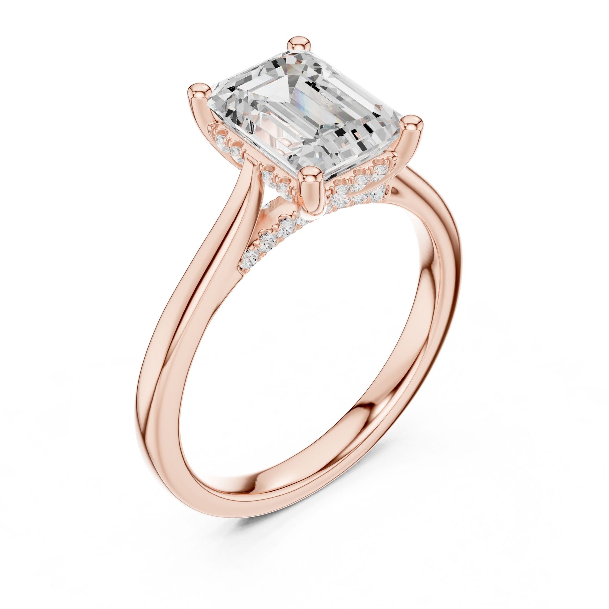 Emerald Lab Grown Diamond Side-Stone Engagement Ring