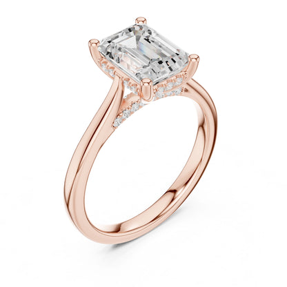 Emerald Lab Grown Diamond Side-Stone Engagement Ring