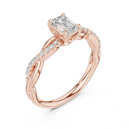 Emerald Lab Grown Diamond Side-Stone Engagement Ring