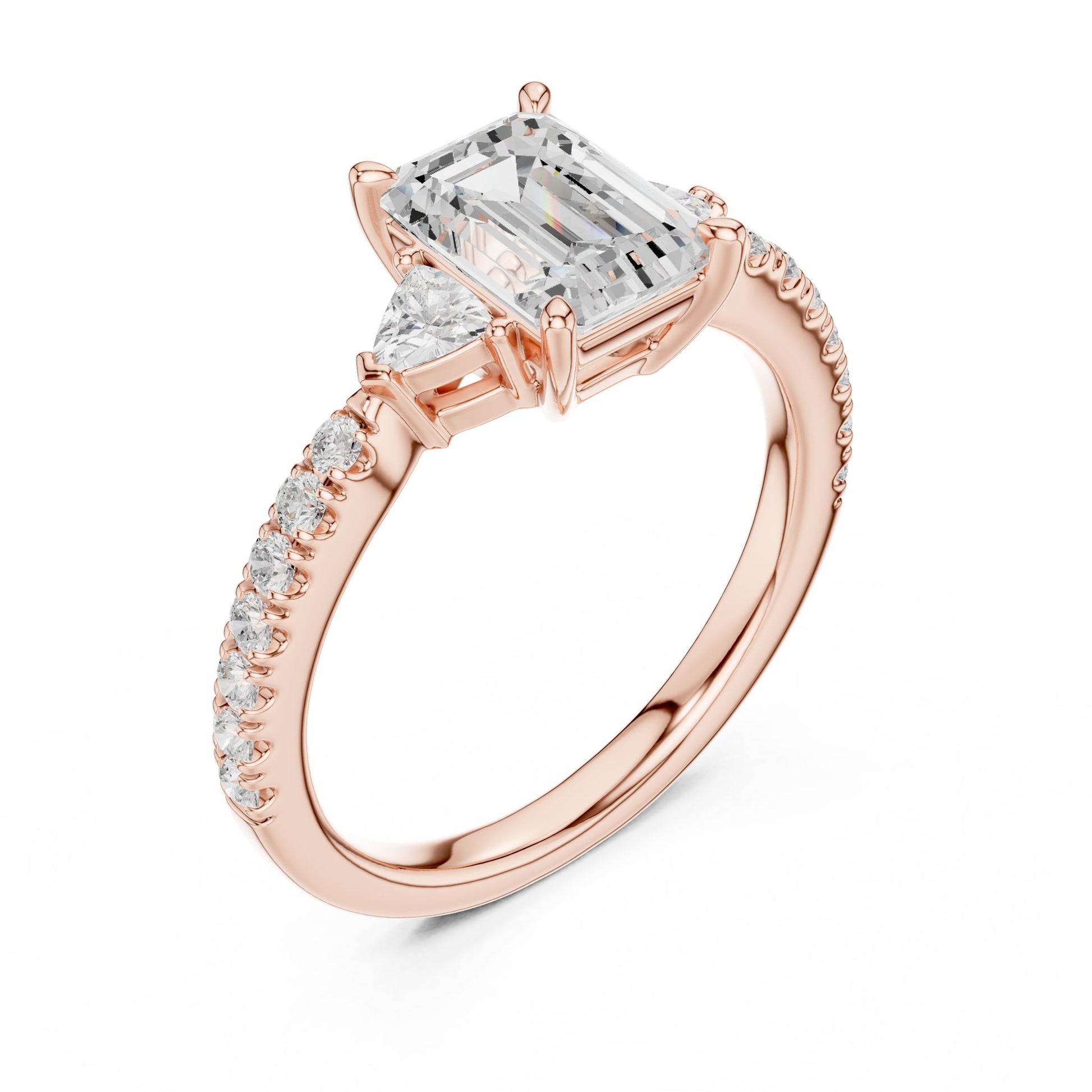 Emerald Lab Grown Diamond Side-Stone Engagement Ring