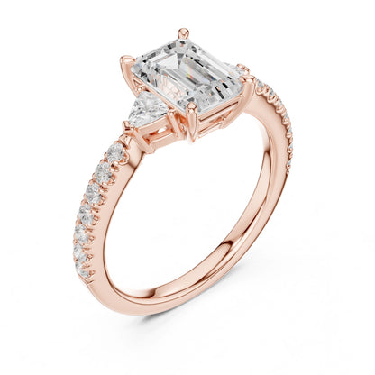 Emerald Lab Grown Diamond Side-Stone Engagement Ring